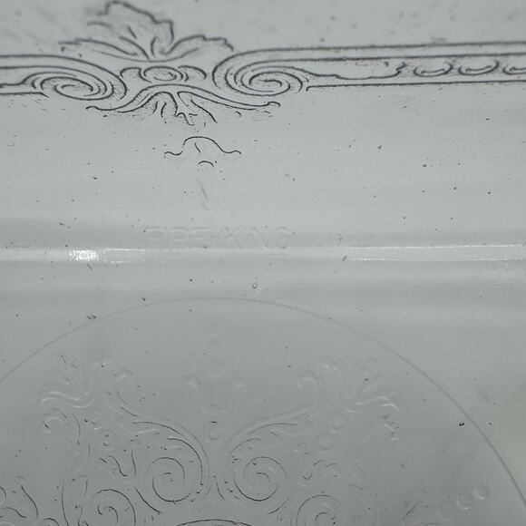 Vintage Fire King Small Glass Bakers Light Blue & Clear Glass w/ Embossed Flower - Picture 6 of 8